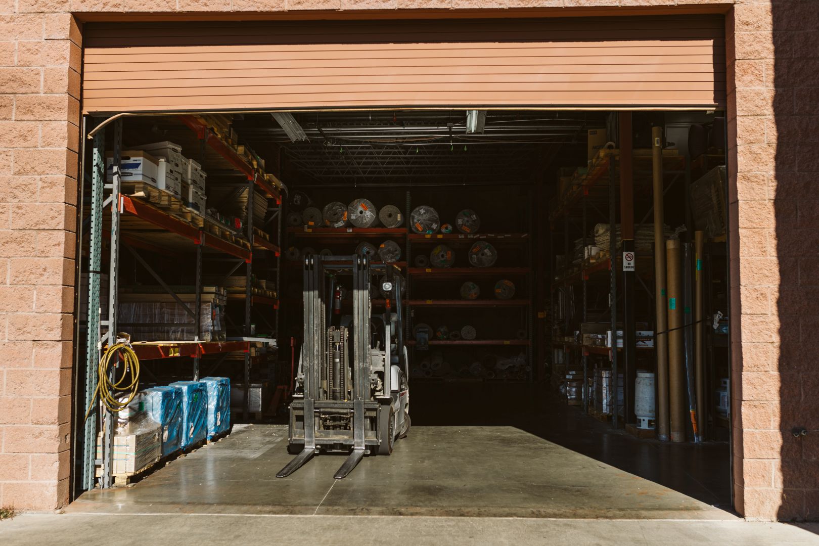 Loading dock in flooring warehouse 